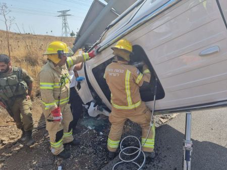 حادث طرق في هضبة الجولان وتخليص عالق.